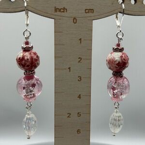 Art Glass & Crystal Beaded Dangle Earrings